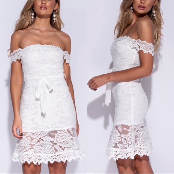 5 ⭐️ Princess - Bardot Lace Mini Dress - Picture 5 of 7